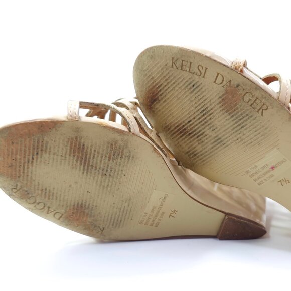 Kelsi Dagger Women's "Eris" Tan Open-Toe Slingback Wedge Sandals - Picture 14 of 14